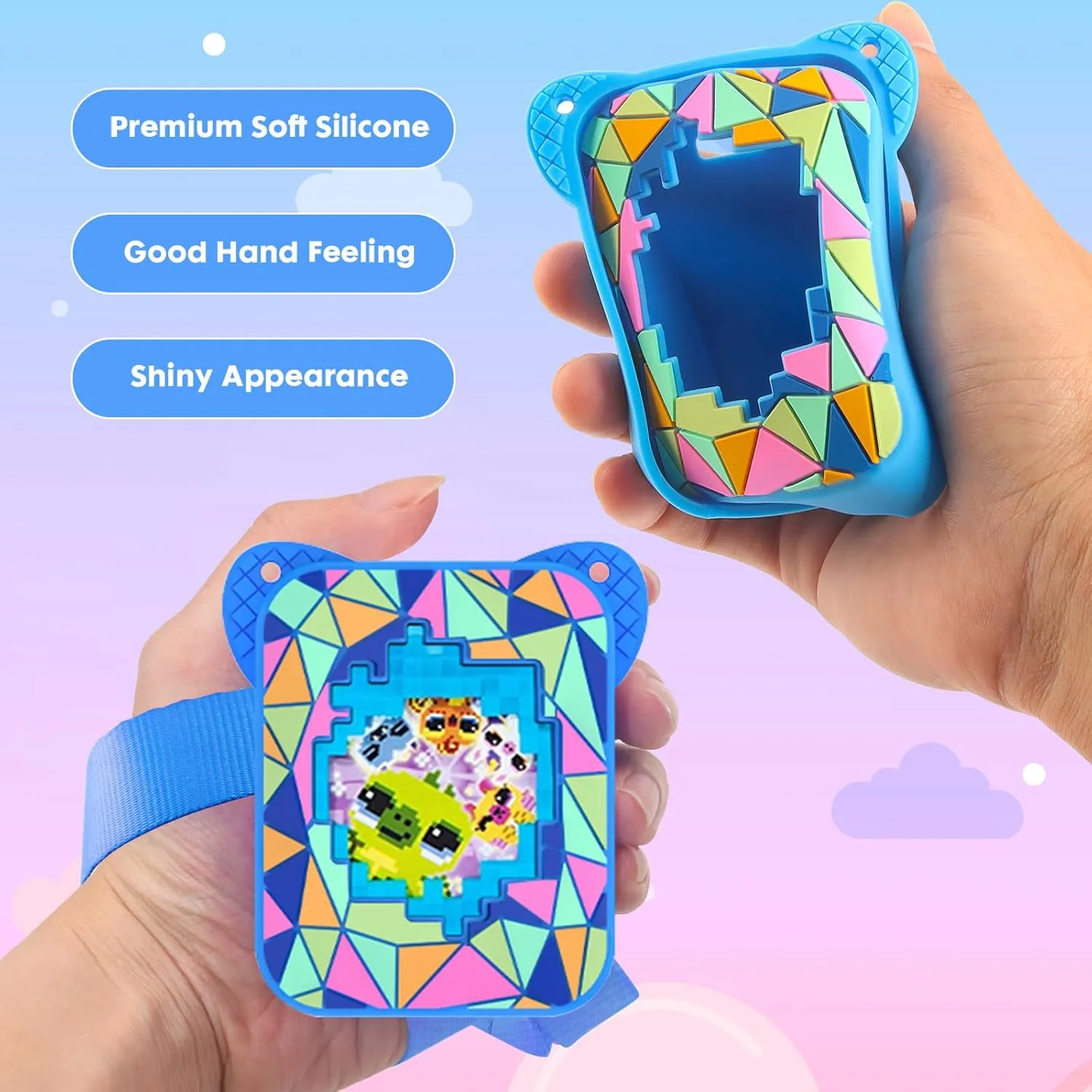 Silicone Cover Case for Bitzee Magicals Interactive Toy Digital Pet and Case,Case with Lanyard,Protective Case Holder Skin for Bitzee Virtual Electronic Pets for Girls & Boys Blue