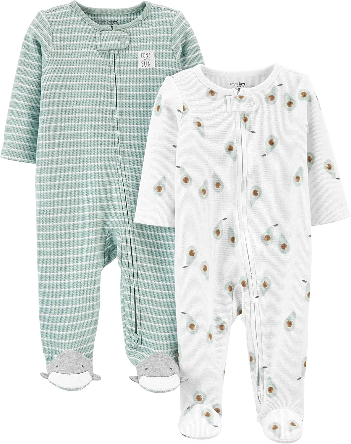 Simple Joys by Carter's Baby 2-Way Zip Thermal Footed Sleep and Play, Pack of 2