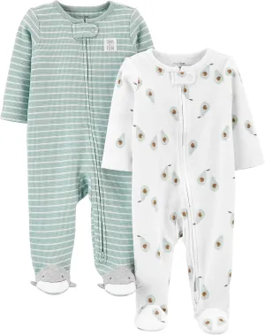 Simple Joys by Carter's Baby 2-Way Zip Thermal Footed Sleep and Play, Pack of 2