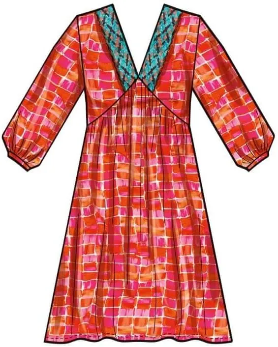 Simplicity Misses' V-Neck Empire Dress Sewing Pattern Kit, Code S9702, Sizes 8-10-12-14-16, Multicolor