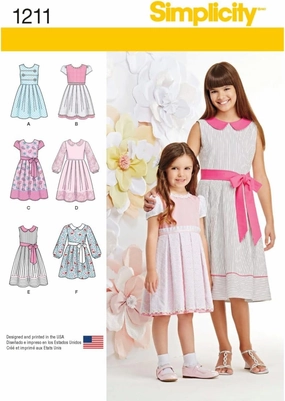 Simplicity 1211 Girl's Dress Sewing Patterns, Sizes KS (7-14)