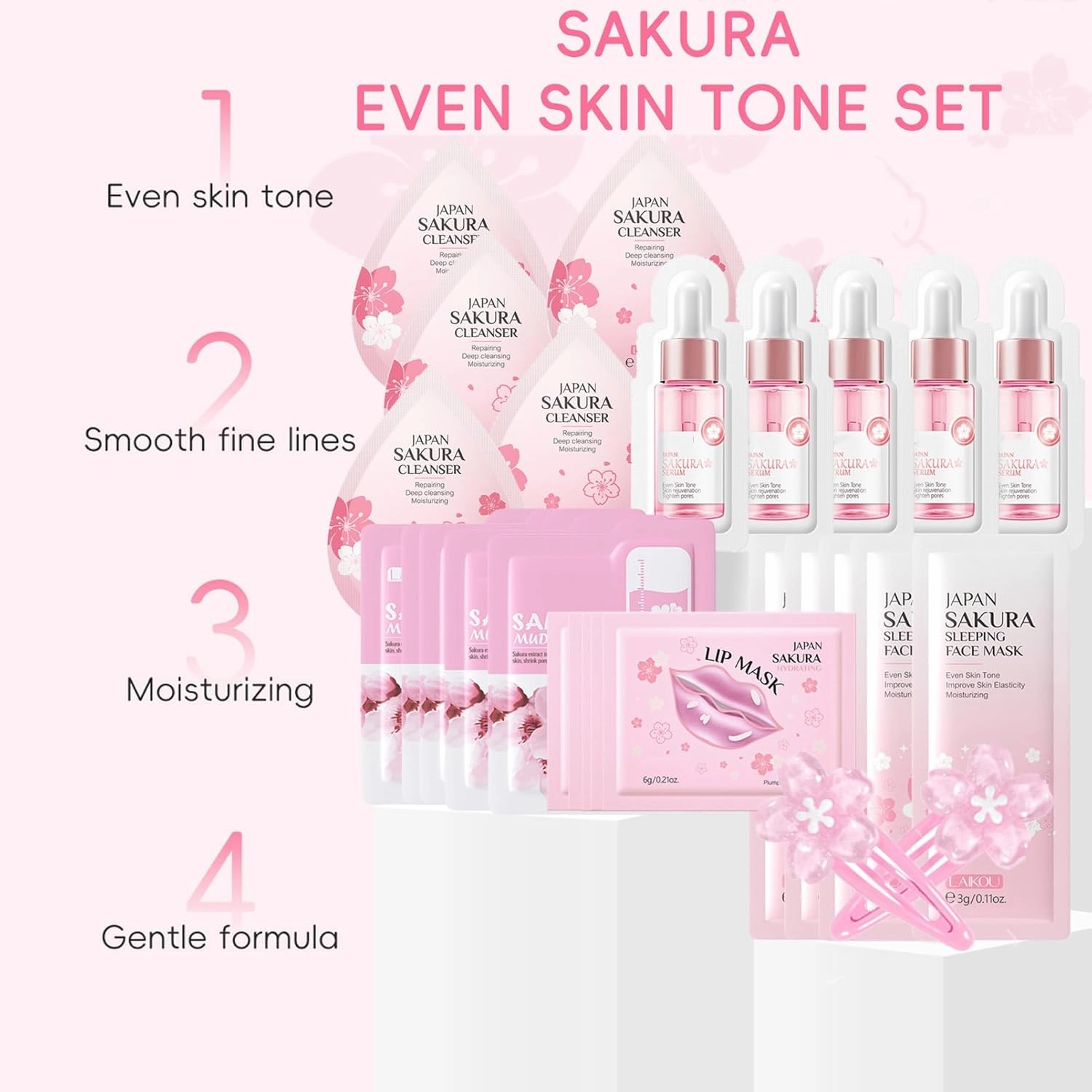 Skin Care Set with Cute Mini Luggage,Sakura Skin Care Sets & Kits,Pamper Sets For Teenagers Girls Gifts,Skin Care Set For Teenagers Girls 10-12 (One Size, Cherry Blossom-StyleC-Advanced Moisturizing)