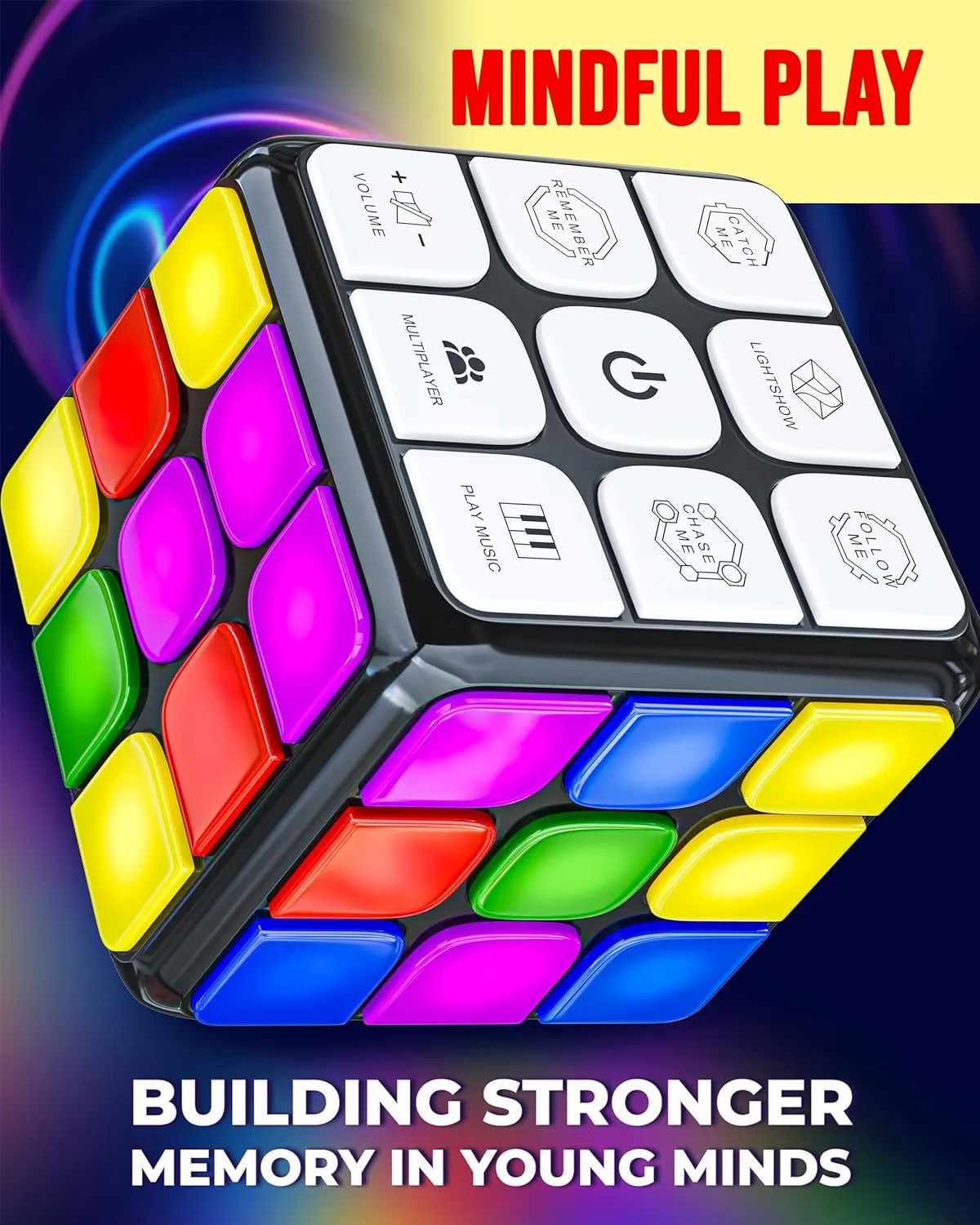 Skywin Puzzle STEM Memory Cube Game, Entertaining, Fun & Unique Flashing Memory Cube, Electronic Memory & Speed Game Development for Kids & Adults, Brain Hands and Eyes Coordination Game Cubes (Black)