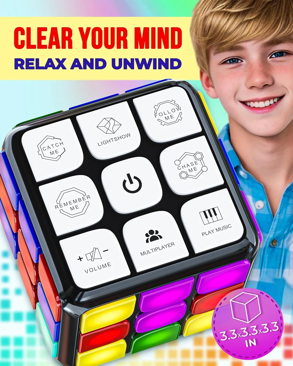 Skywin Puzzle STEM Memory Cube Game, Entertaining, Fun & Unique Flashing Memory Cube, Electronic Memory & Speed Game Development for Kids & Adults, Brain Hands and Eyes Coordination Game Cubes (Black)