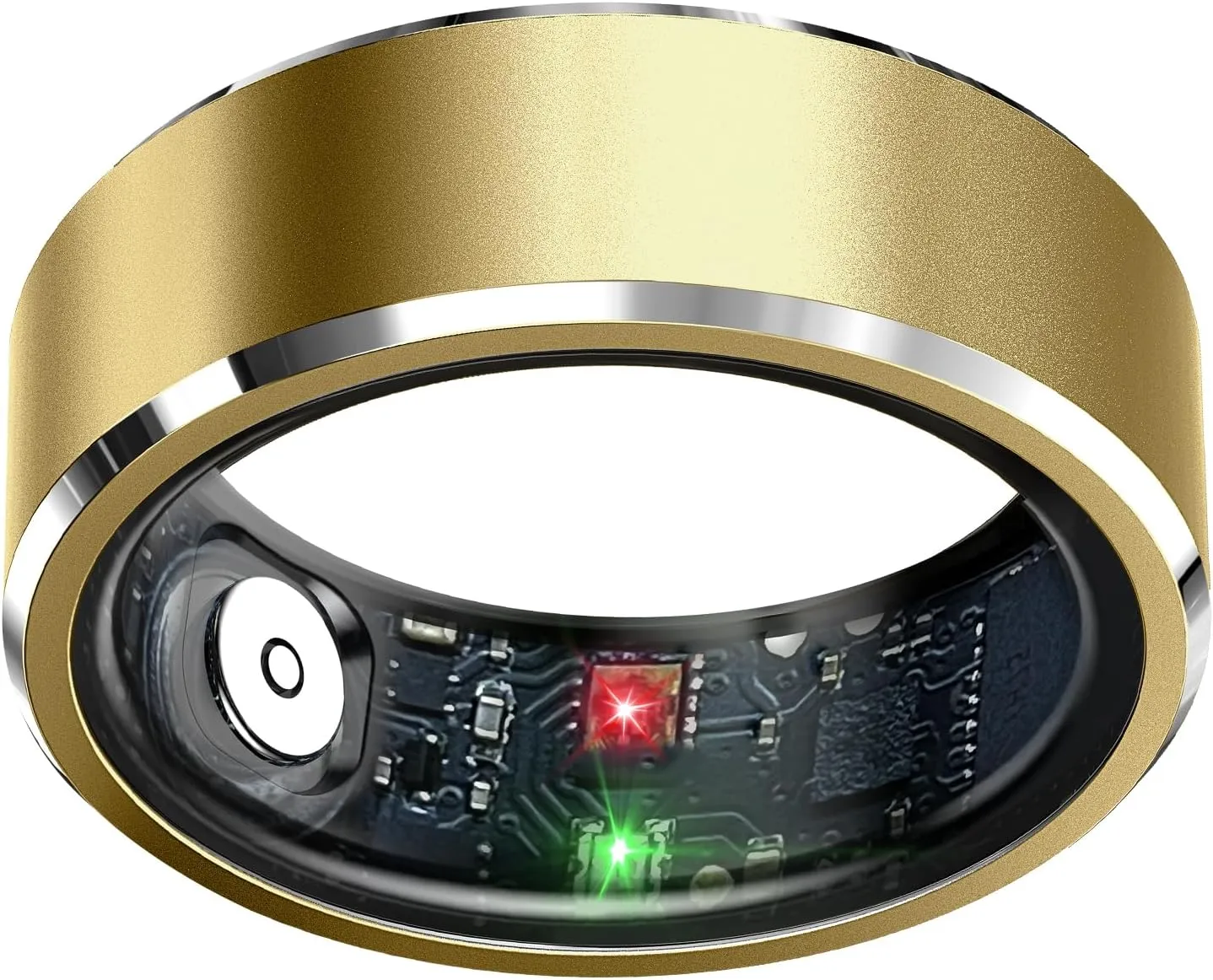 Sleep Tracker Ring with Heart Rate, Waterproof Fitness Ring for Activity Monitoring/Steps/Distance/Calories, Air Gestures,Up to 7-Day Battery, for iOS and Android (Light Gold, 8)
