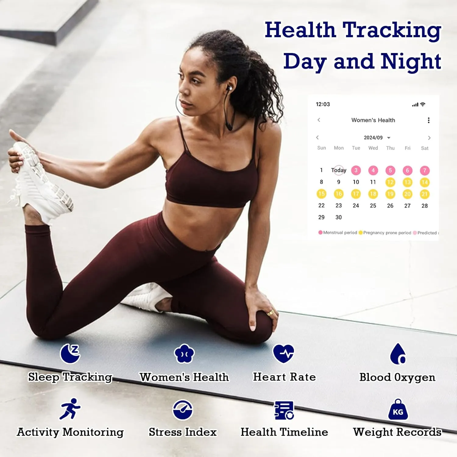 Sleep Tracker Ring with Heart Rate, Waterproof Fitness Ring for Activity Monitoring/Steps/Distance/Calories, Air Gestures,Up to 7-Day Battery, for iOS and Android (Light Gold, 8)