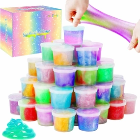 Slime Party Favors, 36 Pack Galaxy Slime Pack, Pretty Stretchy, Non-Sticky Slime Kit for Girls Boys Kids Christmas Stocking Stuffer, Goodie Bag Stuffer, Easter Basket Stuffers,Classroom Reward