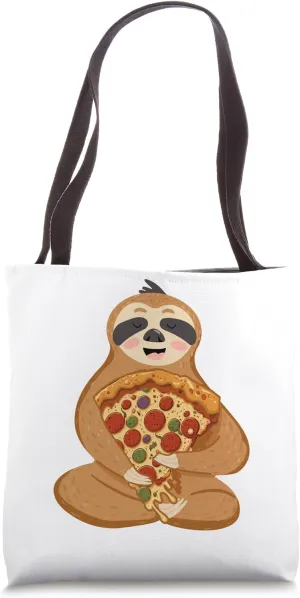 Sloth Holding Pepperoni Pizza Funny Foodie Animal Lover Tote Bag