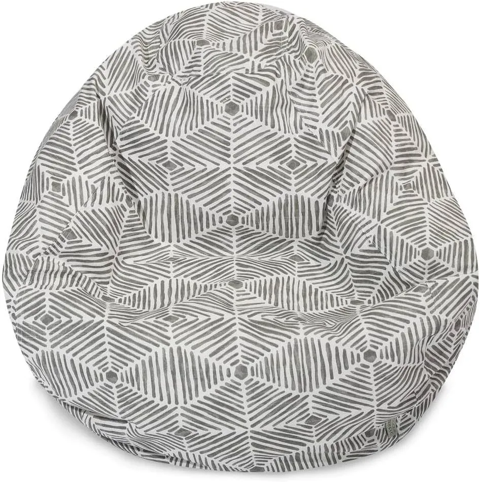 Small Bean Bag Chair in Gray & White Color, 28" L X 28" W X 22" H Size | Puffy, Fluffy Soft and Comfortable Cotton, Easy-to-Wash, Removable Zippered Slipcover
