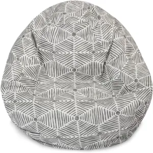 Small Bean Bag Chair in Gray & White Color, 28" L X 28" W X 22" H Size | Puffy, Fluffy Soft and Comfortable Cotton, Easy-to-Wash, Removable Zippered Slipcover