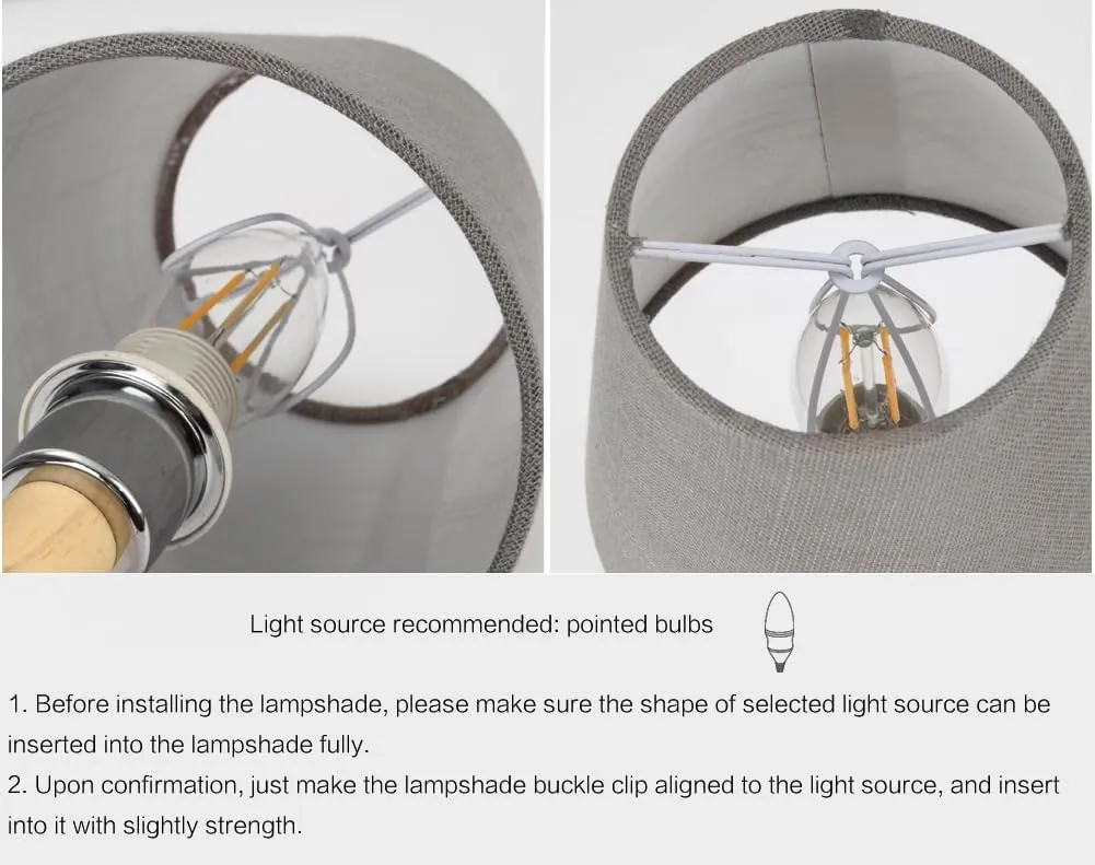 Small Lamp Shades Clip on Bulb, Modern European Style Mini Lamp Shades for Chandelier, French Country White Chandelier Lampshades, 3.5x5.1x5.5 in, 6 Pack (Linen Gery)