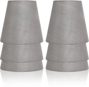 Small Lamp Shades Clip on Bulb, Modern European Style Mini Lamp Shades for Chandelier, French Country White Chandelier Lampshades, 3.5x5.1x5.5 in, 6 Pack (Linen Gery)