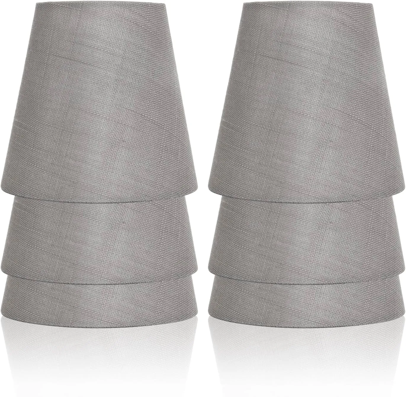 Small Lamp Shades Clip on Bulb, Modern European Style Mini Lamp Shades for Chandelier, French Country White Chandelier Lampshades, 3.5x5.1x5.5 in, 6 Pack (Linen Gery)