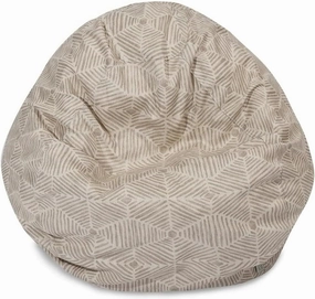 Small Bean Bag Chair in Beige & White Color, 28" L X 28" W X 22" H Size | Puffy, Fluffy Soft and Comfortable Cotton, Easy-to-Wash, Removable Zippered Slipcover
