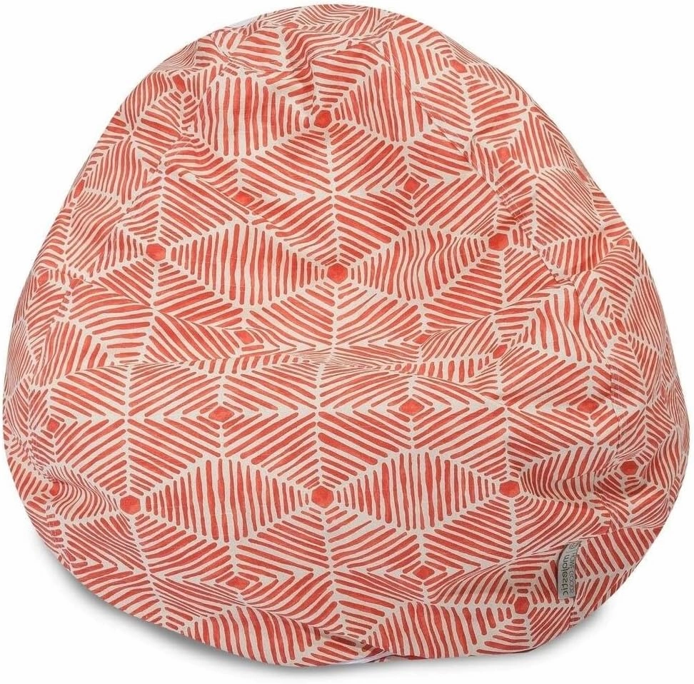 Small Bean Bag Chair in Pink & White Color, 28" L X 28" W X 22" H Size | Puffy, Fluffy Soft and Comfortable Cotton, Easy-to-Wash, Removable Zippered Slipcover