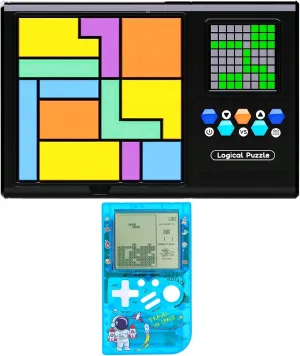 Smart Electronic Puzzle Block Game Console 500 Game Levels Desktop Maze Multi Mode Game PK Training Concentration/Logical Thinking Parent Child Interactive Toys Child/boy/Girl Gifts (Black)