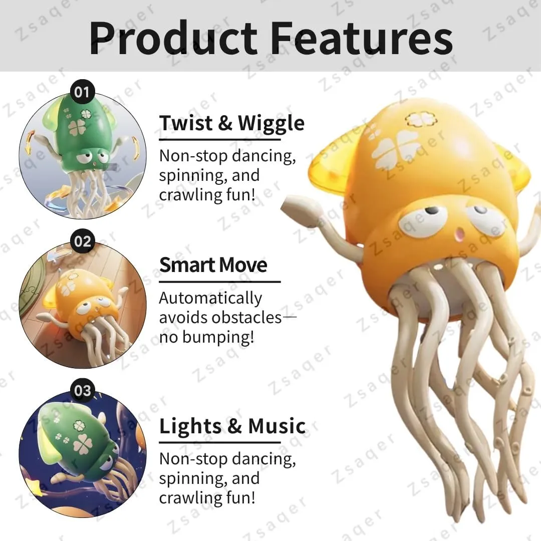Smart Tentacle Explorer, Dancing Octopus & Squid Toy, Playful Crawling Twisting Wonder Electric Automatic Avoidance Magic Robotics with Lights & Music Sensor, Interactive Toy Gift(Pink Fishing Rod)