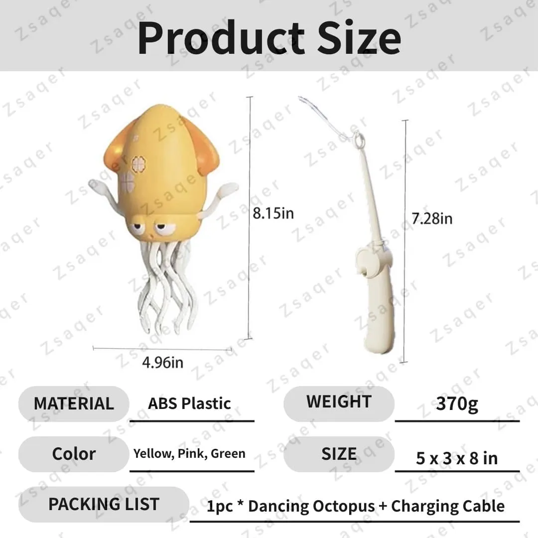 Smart Tentacle Explorer, Dancing Octopus & Squid Toy, Playful Crawling Twisting Wonder Electric Automatic Avoidance Magic Robotics with Lights & Music Sensor, Interactive Toy Gift(Pink Fishing Rod)