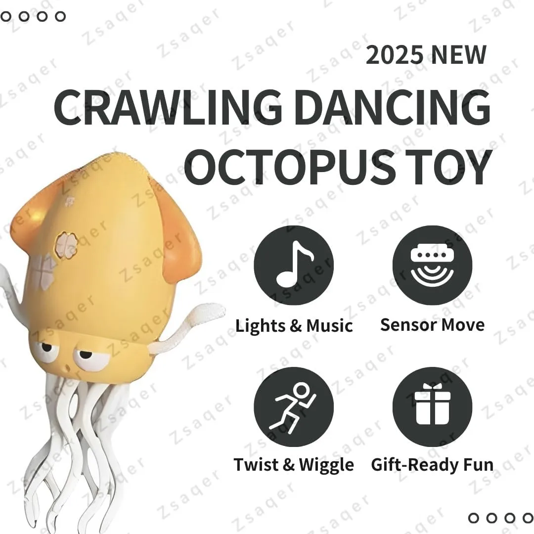 Smart Tentacle Explorer, Dancing Octopus & Squid Toy, Playful Crawling Twisting Wonder Electric Automatic Avoidance Magic Robotics with Lights & Music Sensor, Interactive Toy Gift(Pink Fishing Rod)