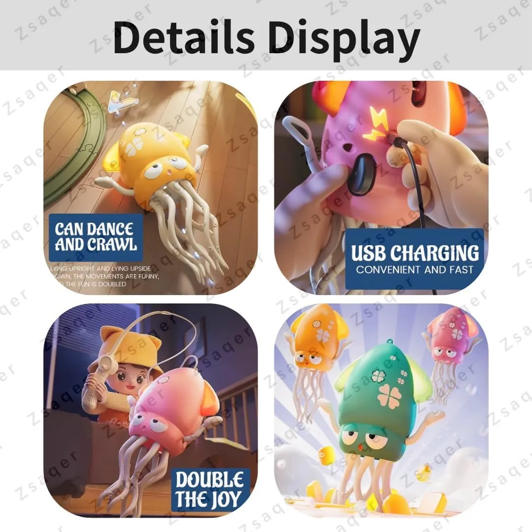 Smart Tentacle Explorer, Dancing Octopus & Squid Toy, Playful Crawling Twisting Wonder Electric Automatic Avoidance Magic Robotics with Lights & Music Sensor, Interactive Toy Gift(Pink Fishing Rod)
