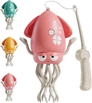 Smart Tentacle Explorer, Playful Dancing Octopus Toy, Rechargeable Octopus Toy with Flashing Lights, Fishing Available Electric Automatic Obstacle Avoidance Octopu (Pink Fishing Rod)