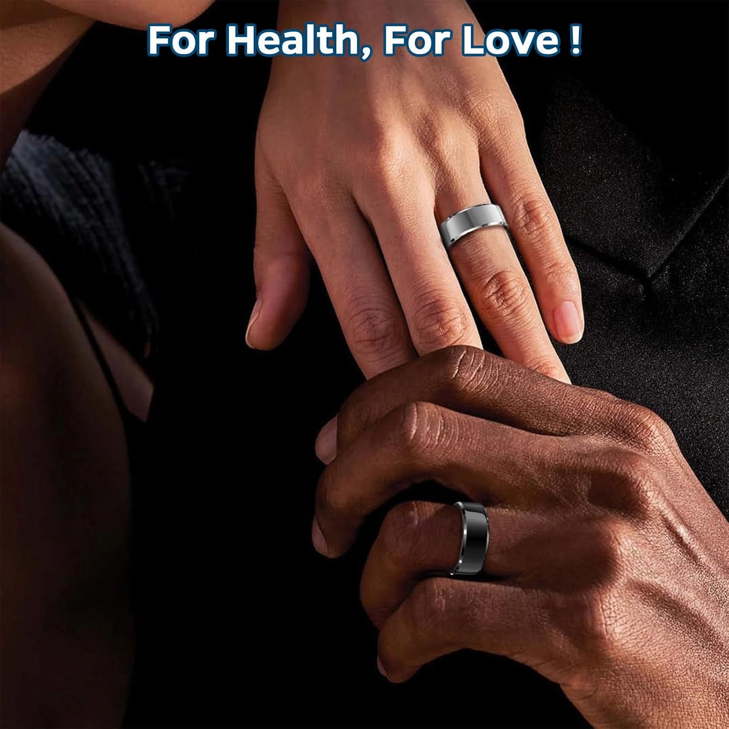 Smart Ring Health Tracker, Sleep Tracker Ring with Heart Rate, Waterproof Fitness Ring for Activity Monitoring/Steps/Distance/Calories, Air Gestures, Up to 7-Day Battery, for iOS Android (Black,#12)