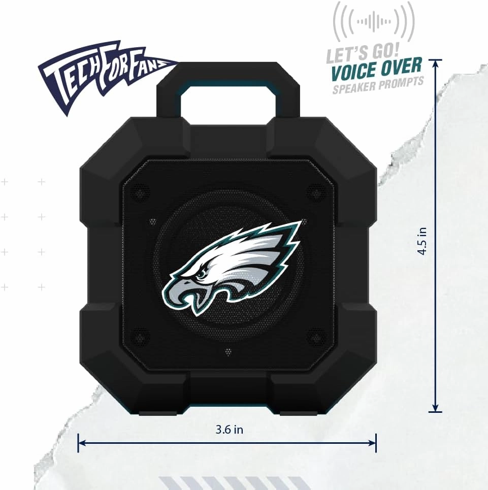 SOAR NFL Shockbox LED Wireless Bluetooth Speaker - Water Resistant IPX4, 5.0 Bluetooth with Over 5 Hours of Play Time - Small Portable Speaker - Officially Licensed NFL, Perfect Home & Outdoor Speaker