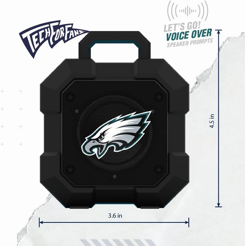 SOAR NFL Shockbox LED Wireless Bluetooth Speaker - Water Resistant IPX4, 5.0 Bluetooth with Over 5 Hours of Play Time - Small Portable Speaker - Officially Licensed NFL, Perfect Home & Outdoor Speaker