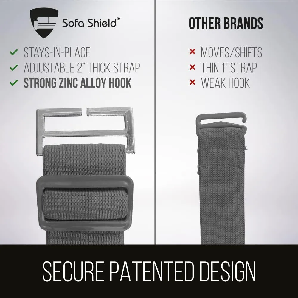 Sofa Shield Chair Slipcover with Patented Strap, Reversible Tear Resistant Soft Quilted Microfiber, 23in Seat Width, Durable Furniture Stain Protector, Washable Cover for Dogs, Kids, Navy Sand