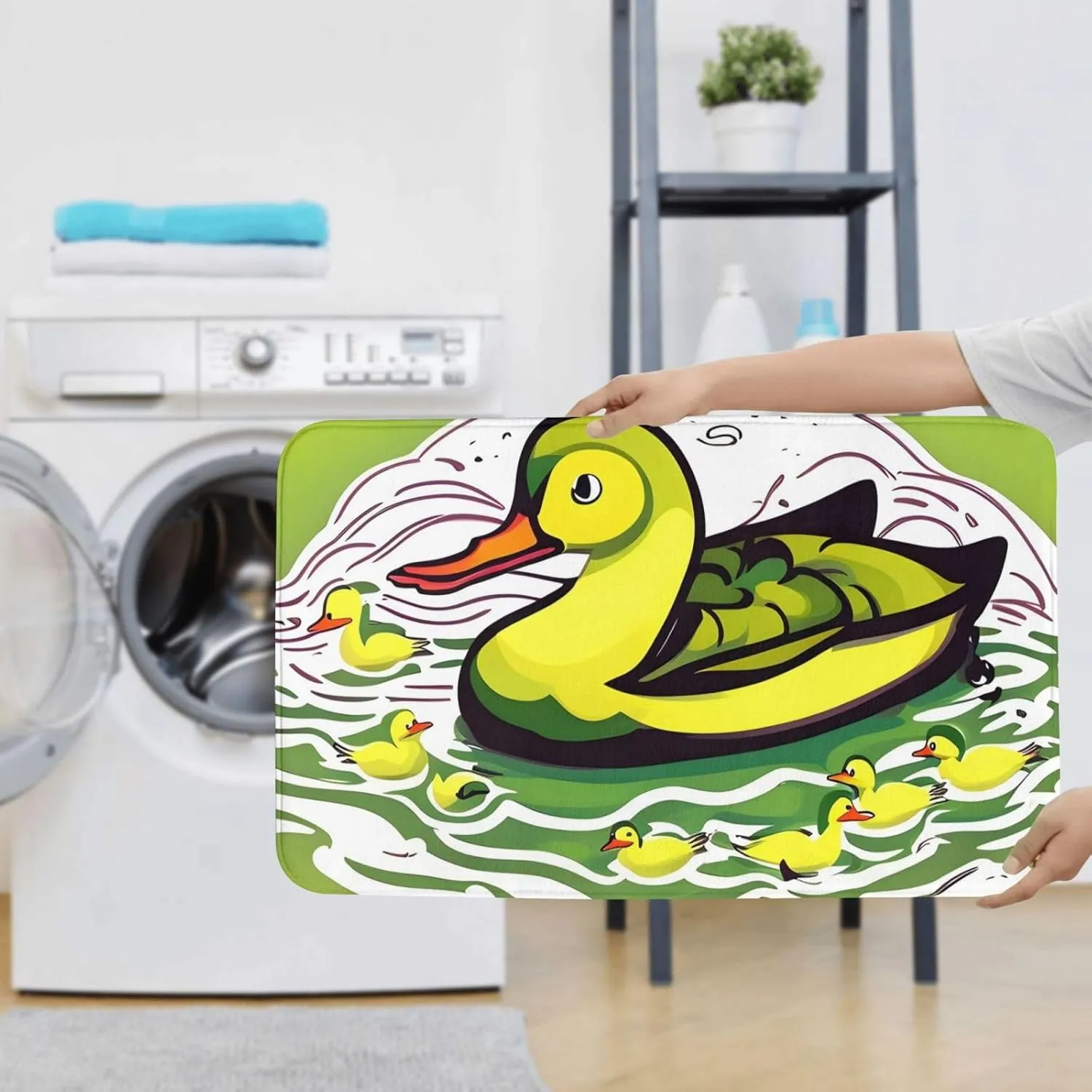 Soft and Comfortable Flannel Bathroom Non Slip Rugs,Super Absorbent Anti-Skid Carpet 3 Pieces/Set Duck Flock Game