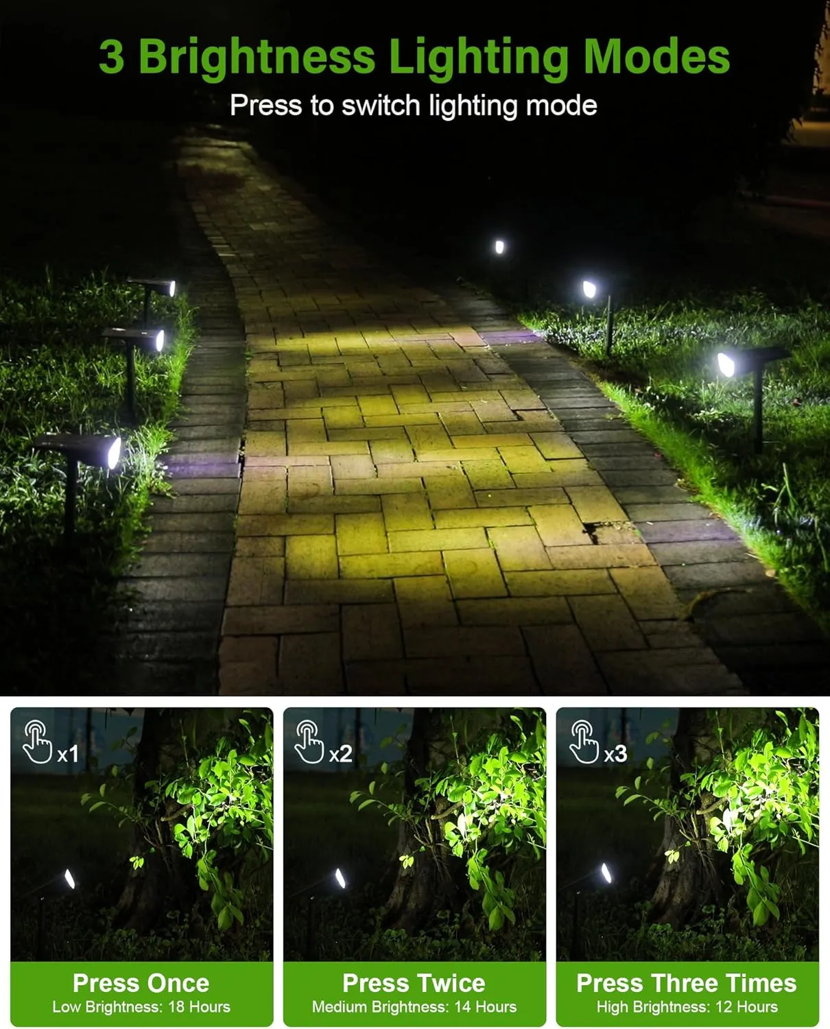 Solar Spot Lights Outdoor, Solar Lights Outdoor Waterproof IP65, 3 Brightness Modes Dusk to Dawn Landscape Spotlights for Yard Garden Pathway Tree Decoration, Cool White, 6 Pack