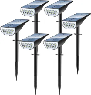 Solar Spot Lights Outdoor, Solar Lights Outdoor Waterproof IP65, 3 Brightness Modes Dusk to Dawn Landscape Spotlights for Yard Garden Pathway Tree Decoration, Cool White, 6 Pack