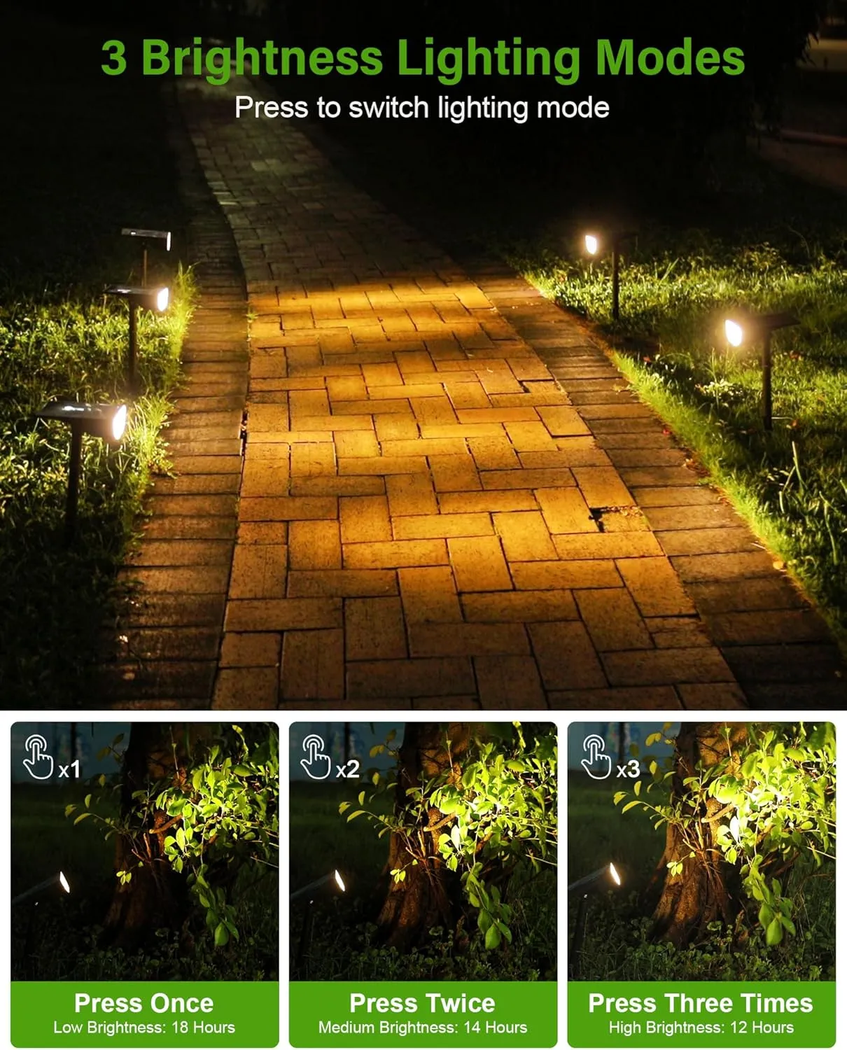 Solar Spot Lights Outdoor, Solar Lights Outdoor Waterproof IP65, 3 Brightness Modes Dusk to Dawn Landscape Spotlights for Yard Garden Pathway Tree Decoration, Warm White, 6 Pack
