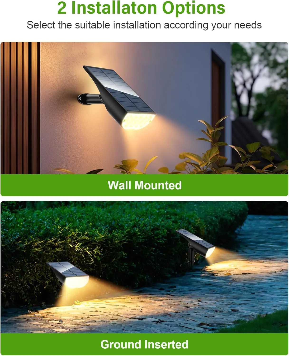 Solar Spot Lights Outdoor, Solar Lights Outdoor Waterproof IP65, 3 Brightness Modes Dusk to Dawn Landscape Spotlights for Yard Garden Pathway Tree Decoration, Warm White, 6 Pack