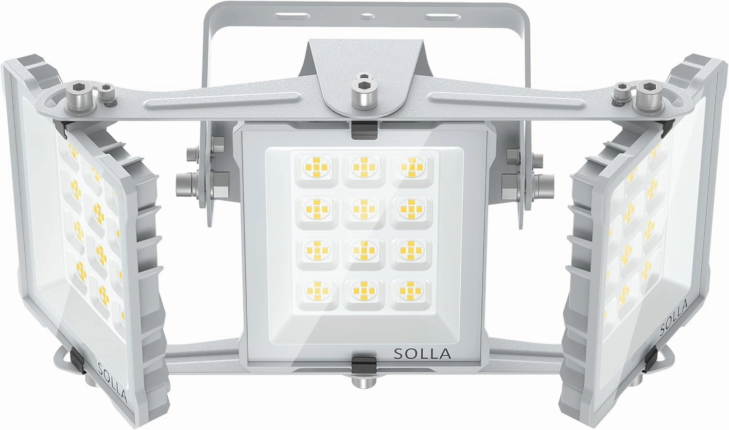 SOLLA 150W 2025 Plus New Upgraded LED Flood Light Outdoor, 15000LM Super Bright Stadium Lights, 6000K Daylight White, IP66 Waterproof, 3 Heads Adjustable Outdoor Floodlight for Yards, Arena, Garden