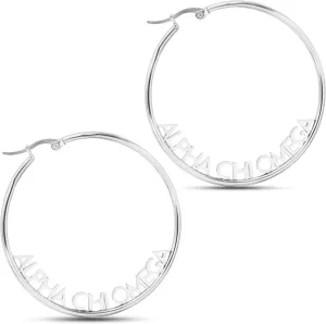 Sorority Shop Alpha Chi Omega- Hoop Silver-Plated Dainty Earrings for Women -Alpha Chi Omega Jewelry with Ideal 2" Diameter Hoops - Alpha Chi Omega Gifts