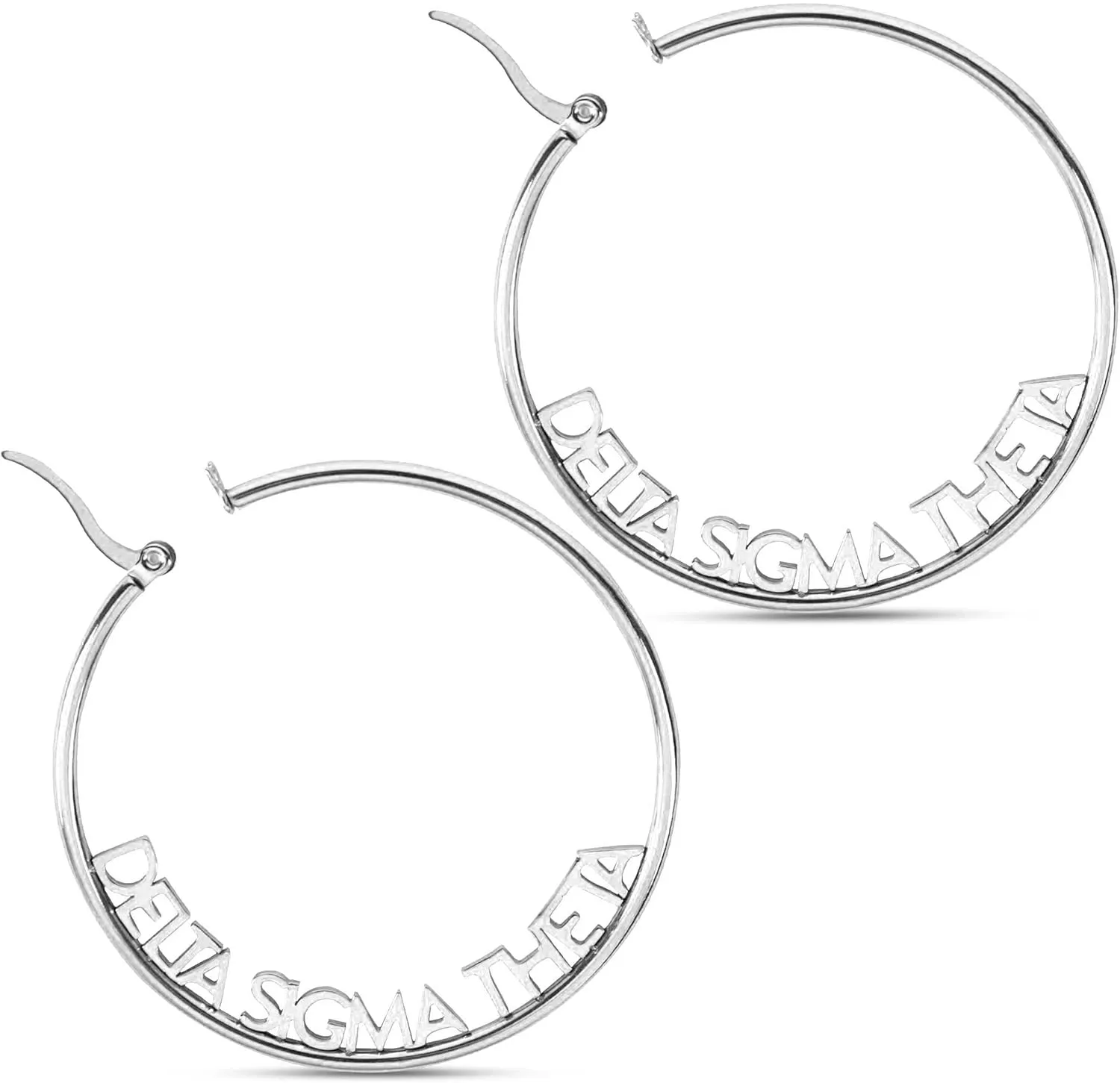 Sorority Shop Delta Sigma Theta- Hoop Silver-Plated Dainty Earrings for Women - Delta Sigma Theta Jewelry with Ideal 2" Diameter Hoops - Delta Sigma Theta Gifts