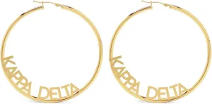 Sorority Shop Kappa Delta- Hoop 18K Gold Plated Dainty Earrings for Women - Kappa Delta Jewelry with Ideal 2" Diameter Hoops - Kappa Delta Gifts