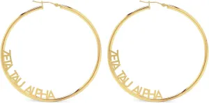 Sorority Shop Zeta Tau Alpha- Hoop 18K Gold Plated Dainty Earrings for Women - Zeta Tau Alpha Jewelry with Ideal 2" Diameter Hoops - Zeta Tau Alpha Gifts