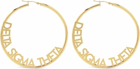 Sorority Shop Delta Sigma Theta- Hoop 18K Gold Plated Dainty Earrings for Women - Delta Sigma Theta Jewelry with Ideal 2" Diameter Hoops - Delta Sigma Theta Gifts