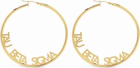 Sorority Shop Tau Beta Sigma- Hoop 18K Gold Plated Dainty Earrings for Women - Tau Beta Sigma Jewelry with Ideal 2" Diameter Hoops - Tau Beta Sigma Gifts