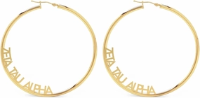 Sorority Shop Zeta Tau Alpha- Hoop 18K Gold Plated Dainty Earrings for Women - Zeta Tau Alpha Jewelry with Ideal 2" Diameter Hoops - Zeta Tau Alpha Gifts