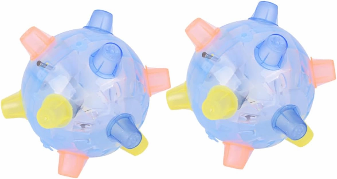Sosoport 2Pcs Light Up Music Dancing Ball Flashing Jumping Ball for Fun Elastic Bouncing Balls Light Blue No Batteries Required for Playtime and Parties
