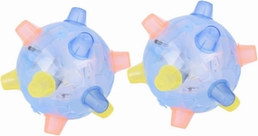 Sosoport 2Pcs Light Up Music Dancing Ball Flashing Jumping Ball for Fun Elastic Bouncing Balls Light Blue No Batteries Required for Playtime and Parties
