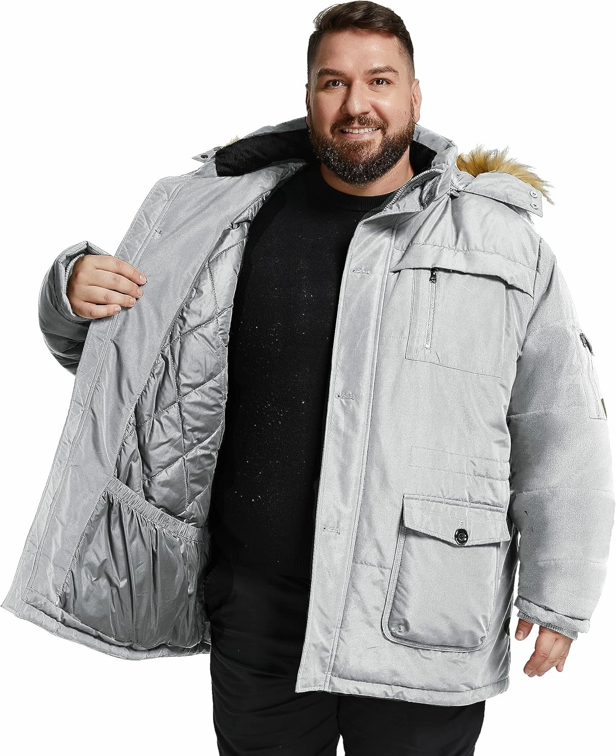 Soularge Men's Big and Tall Winter Warm Heavy Hooded Parka Jacket