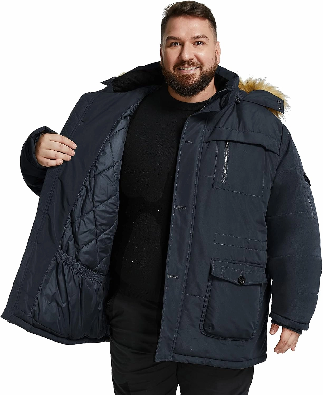Soularge Men's Big and Tall Winter Warm Heavy Hooded Parka Jacket