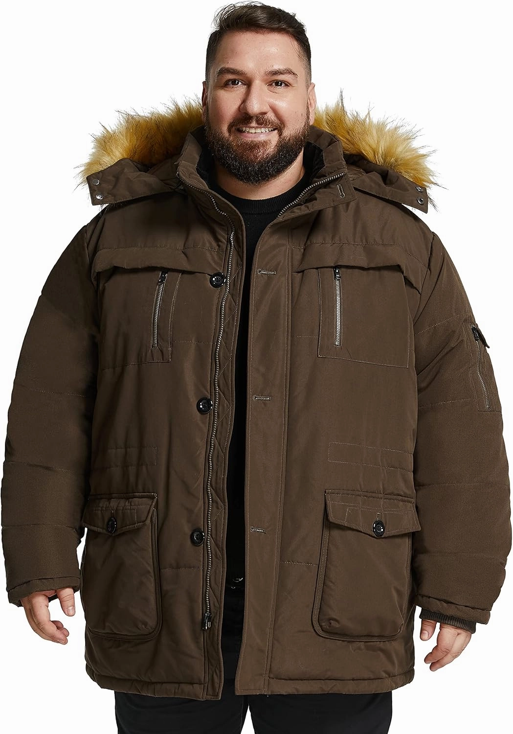 Soularge Men's Big and Tall Winter Warm Heavy Hooded Parka Jacket