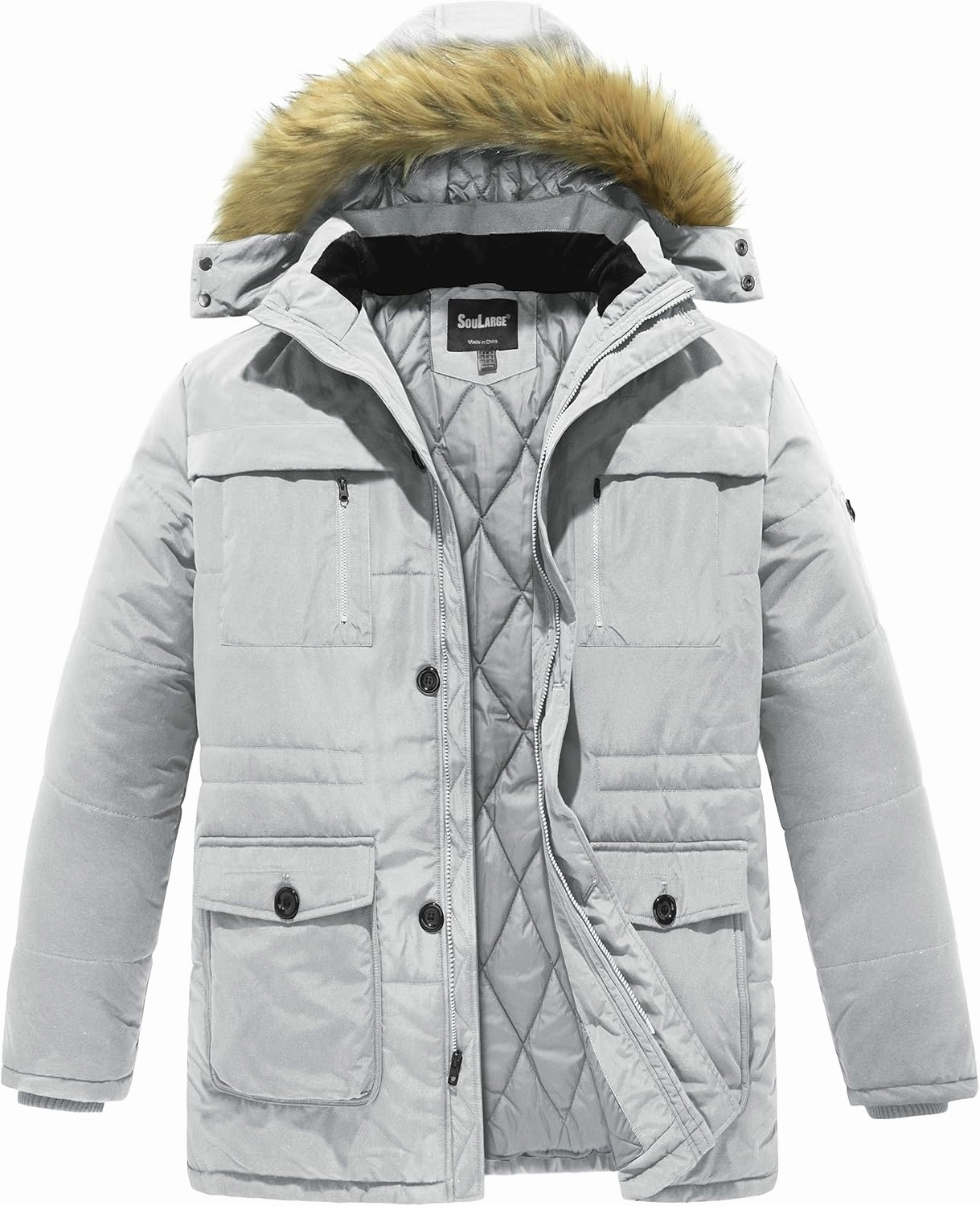 Soularge Men's Big and Tall Winter Warm Heavy Hooded Parka Jacket