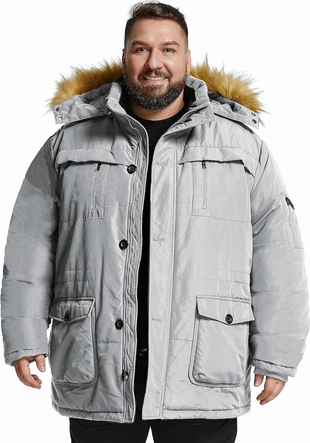 Soularge Men's Big and Tall Winter Warm Heavy Hooded Parka Jacket