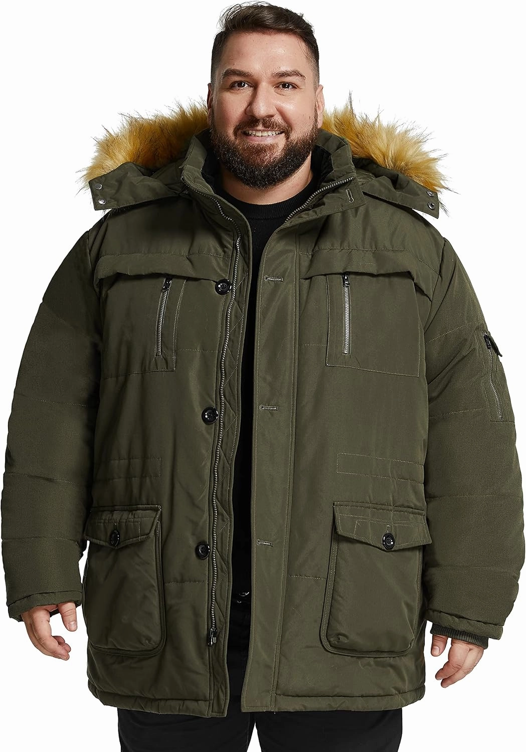 Soularge Men's Big and Tall Winter Warm Heavy Hooded Parka Jacket